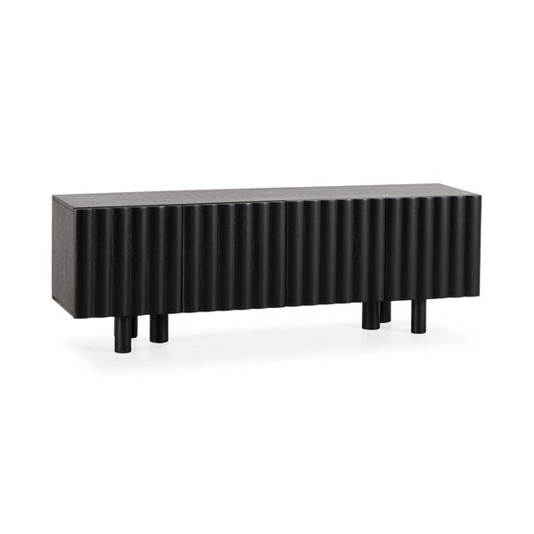 Crna TV komoda od masivnog manga 160x55x40 cm Tamira – MOME