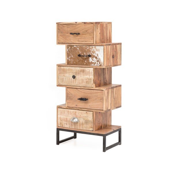 Komoda s 5 ladica od bagremovog drveta WOOX LIVING-image-1