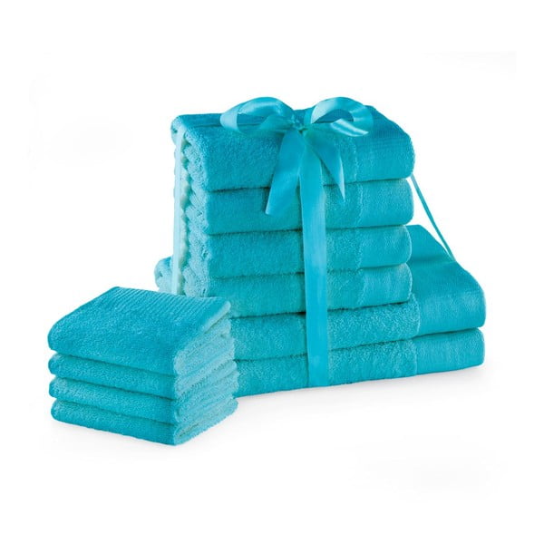 Tirkizni pamučni set ručnika 10 kom od frotira Amari – Restilo
