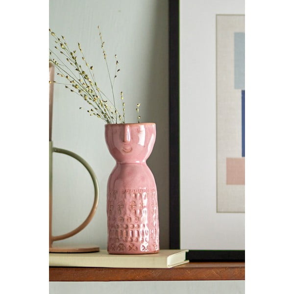 Ružičasta ručno izrađena vaza od kamenine (visina 14,5 cm) Embla – Bloomingville-image-1