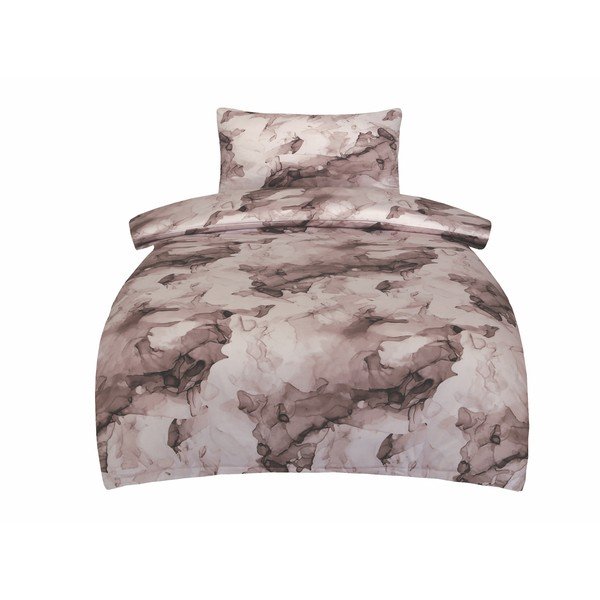 Smeđa posteljina za krevet za jednu osobu od pamučnog satena 140x200 cm Deluxe Minerals – My House