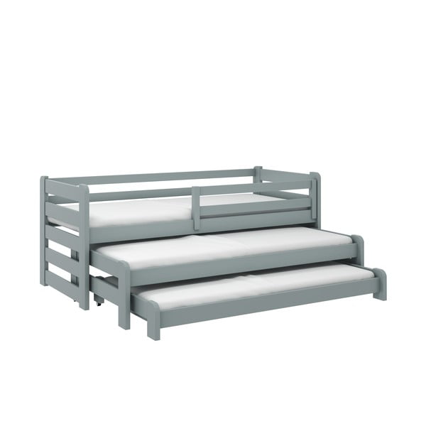 Sivi dječji krevet od borovine s dodatnim ležajem na razvlačenje 80x180 cm Rico - Lano Meble