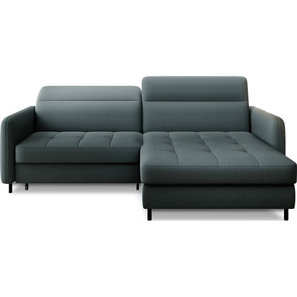 Prljavo zelena baršunasti sklopiva/s prostorom za odlaganje kutna garnitura (s desnim kutom/s ležaljkom) Gomsi – ELTAP