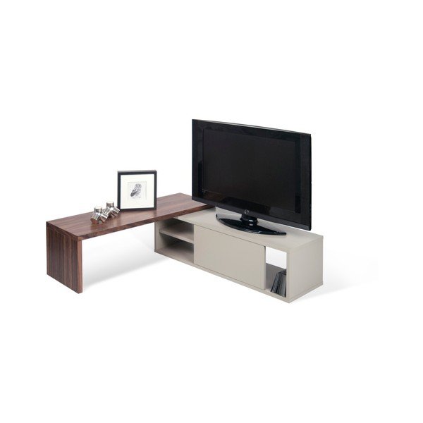 Promjenjivi sivi TV stolić s furnirom od oraha TemaHome Move-image-2