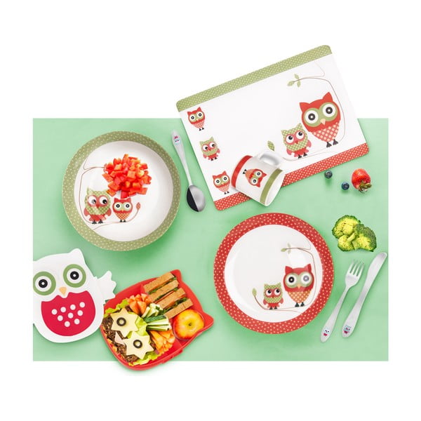 Crvena/bijela dječja termosica 480 ml Sova – Orion-image-4