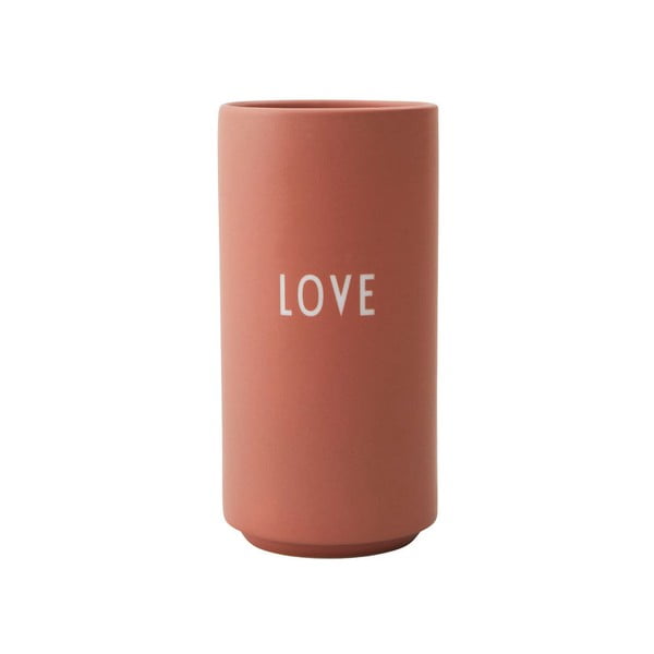 Ružičasta porculanska vaza Design Letters Love, visina 11 cm