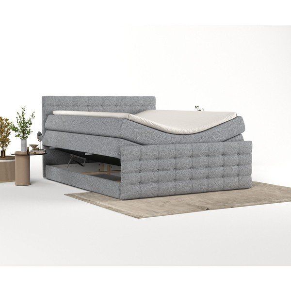 Sivi boxspring krevet s prostorom za pohranu 180x200 cm Blend – Maison de Rêve-image-4