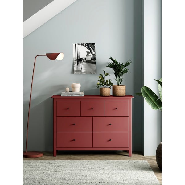 Crvena niska komoda od borovine 110x80 cm Misti - Marckeric-image-1