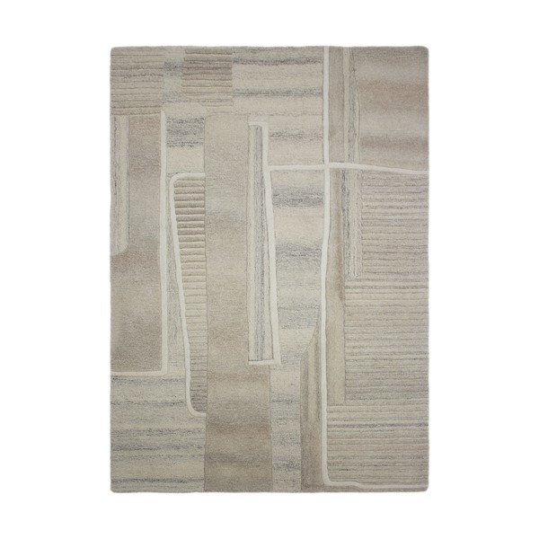 Sivo-bež ručno rađen vunen tepih 140x200 cm Lira  – Flair Rugs