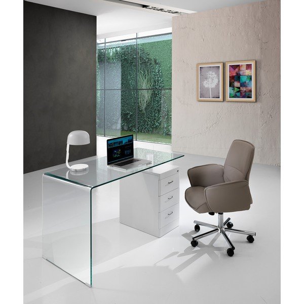 Radni stol sa staklenom pločom stola 65x125 cm Bow – Tomasucci-image-4