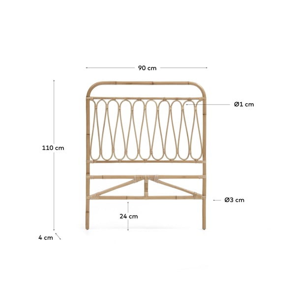 Uzglavlje od ratana u prirodnoj boji 90x110 cm Caterina - Kave Home-image-3