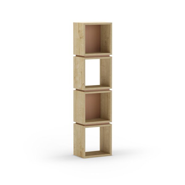 Ciglasta/u prirodnoj boji biblioteka u dekoru hrasta 32x133 cm Lofty – Marckeric-image-2