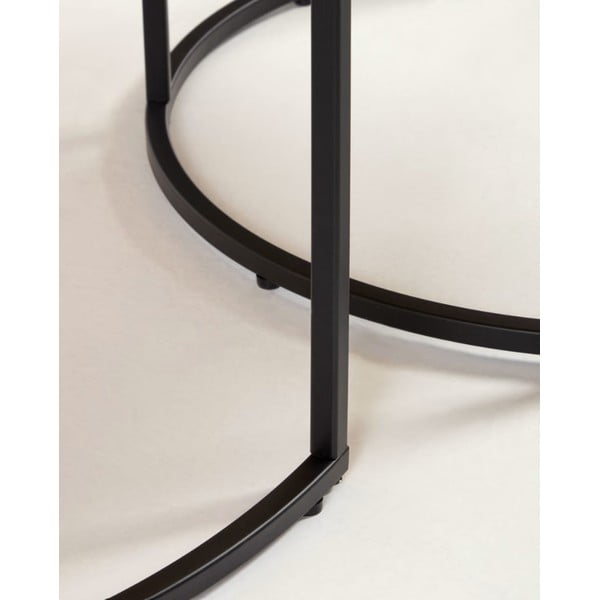 Smeđi okrugli stolići u setu od 2 s pločom u drvenom dekoru oraha ø 80 cm Yona - Kave Home-image-3