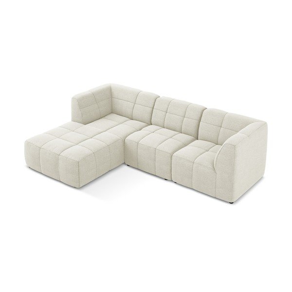 Bež kutna garnitura od bouclé tkanine (s lijevim kutom/s ležaljkom) Aloha – Makamii-image-3