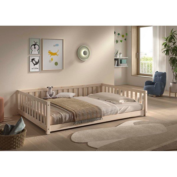 Dječji krevet od masivnog bora s podnicom 140x200 cm u prirodnoj boji Dallas – Vipack-image-1
