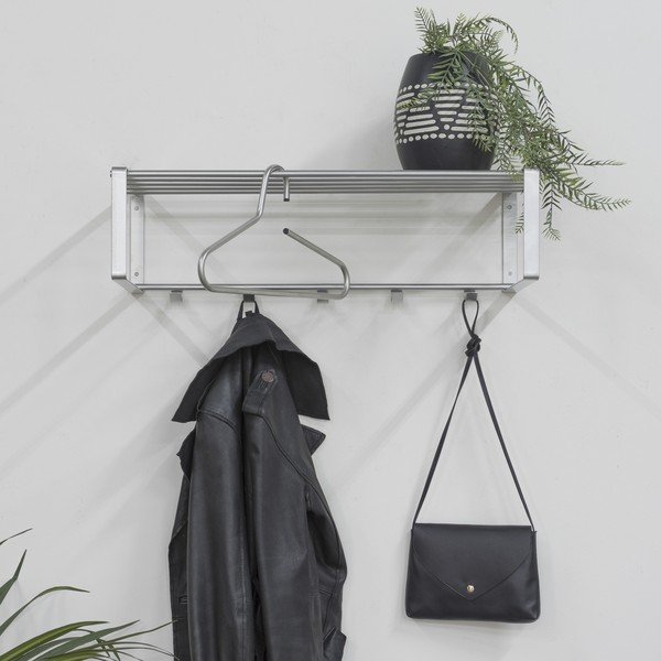 Metalna zidna vješalica u srebrnoj boji s policom 70 cm Rex – Spinder Design-image-1