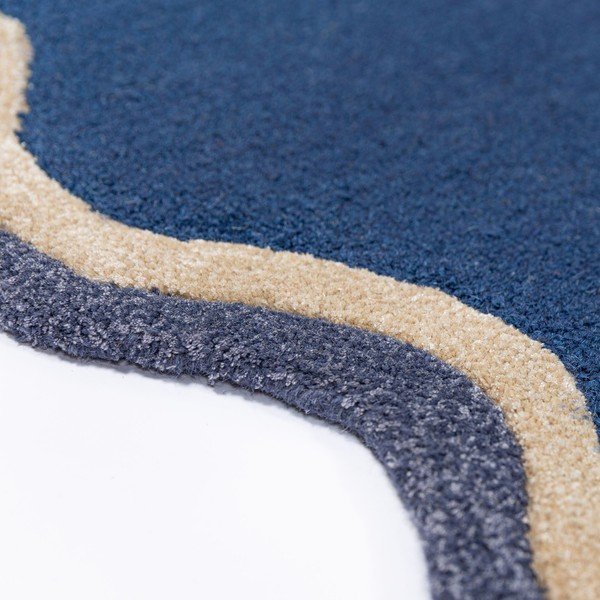 Tamno plavi ručno rađen tepih od mješavine vune 160x230 cm Rivo Wool – Flair Rugs-image-4