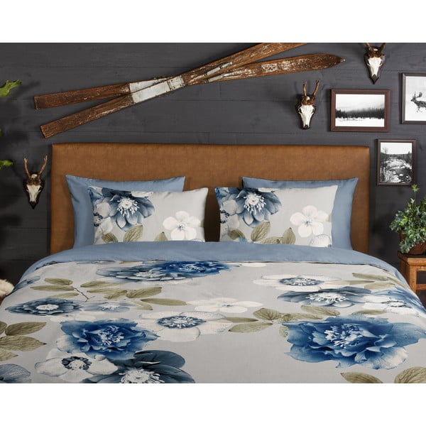 Plava/siva flanelska posteljina za bračni krevet/za produženi krevet 200x220 cm Gabin – Good Morning-image-3