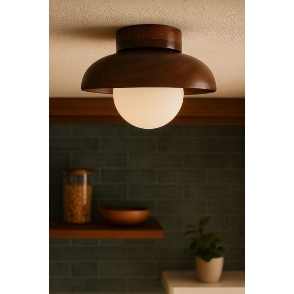Smeđa stropna svjetiljka sa staklenim sjenilom ø 24 cm Elsa – Opviq lights-image-1
