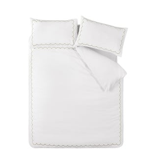 Bijela/zelena posteljina za bračni krevet 200x200 cm Scallop Border – Catherine Lansfield