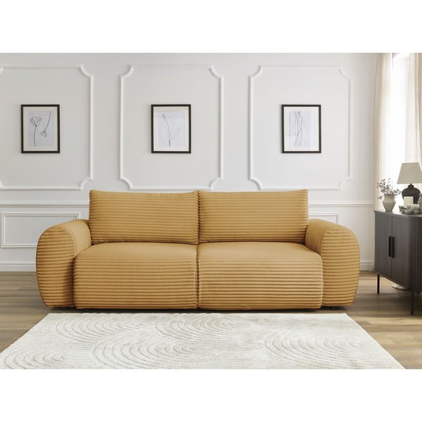 Senf žuta sklopiva sofa od samta 257 cm Lucien – Bobochic Paris-image-1