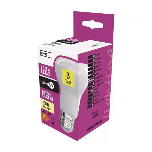 LED žarulja s toplim svjetlom E27, 9 W – EMOS-image-1
