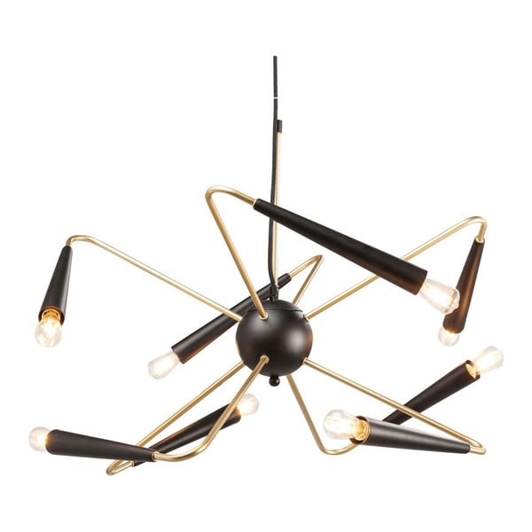 Crna stropna svjetiljka s detaljima u zlatnoj boji Kare Design Harlekin