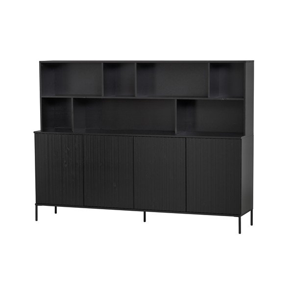 Crna biblioteka od masivnog bora 200x150x44 cm Gravure – WOOOD-image-2