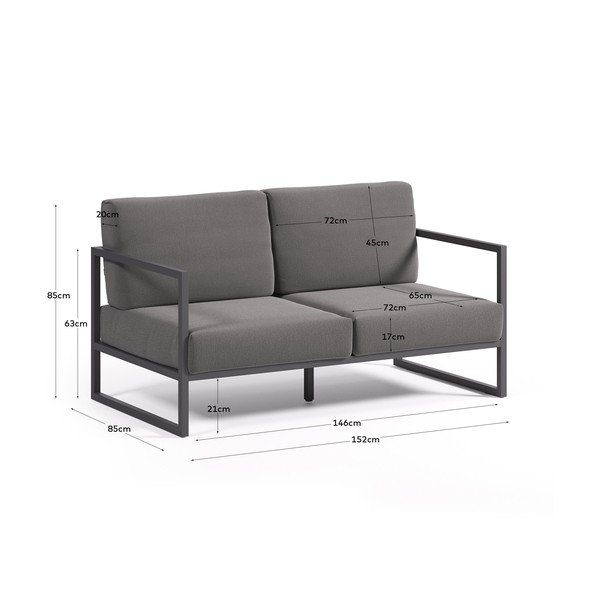 Tamno siva vrtna sofa aluminijska Comova – Kave Home-image-2