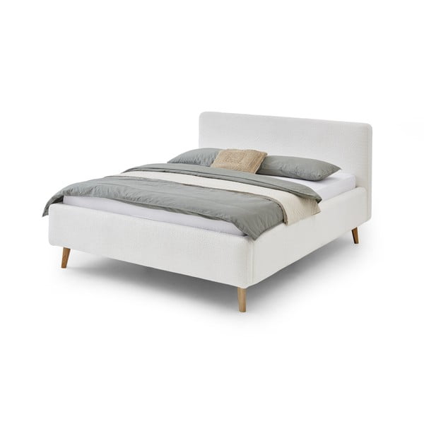 Bijeli tapecirani bračni krevet s prostorom za odlaganje s podnicom 180x200 cm Mattis - Meise Möbel