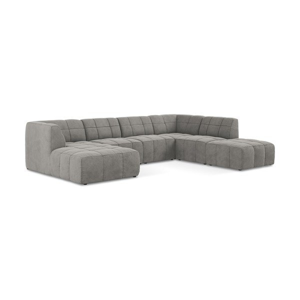 Siva baršunasti kutna garnitura (u obliku slova "U") Aloha – Makamii-image-2