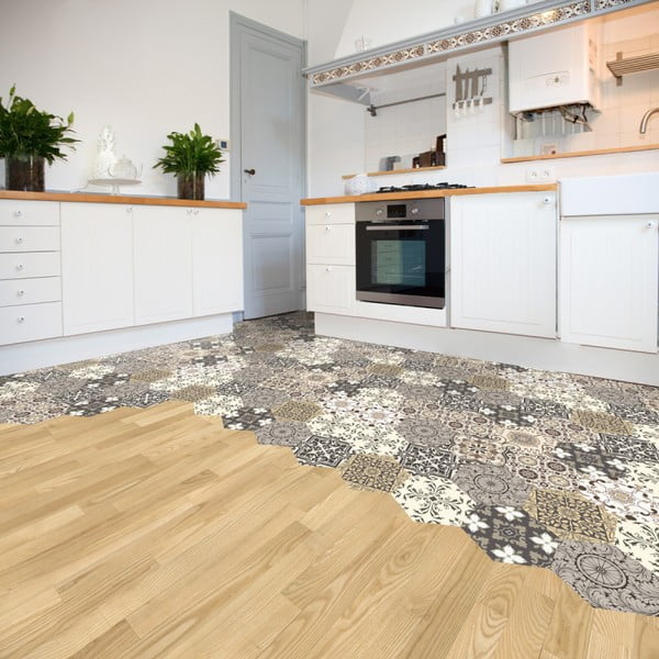 Set s 10 podnih samoljepljivih naljepnica Ambiance Floor Stickers Hexagons Luiza, 40 x 90 cm-image-2