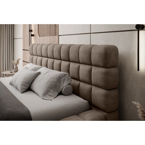 Svjetlo smeđi tapecirani bračni krevet s prostorom za odlaganje s podnicom 180x200 cm Dizzle – ELTAP-image-4