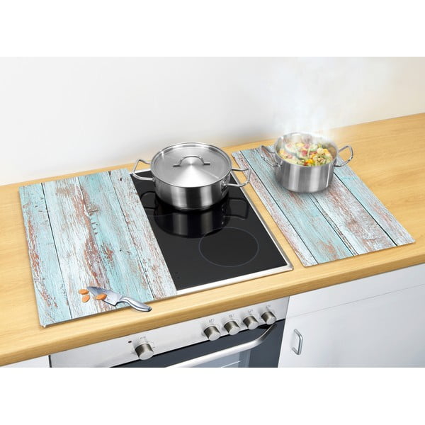 Poklopci za štednjake od kaljenog stakla u setu od 2 kom 52x30 cm Blue Wood - Allstar-image-1