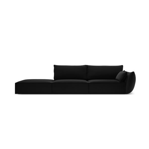 Crna baršunasta sofa s desnim kutom 264 cm Vanda – Mazzini Sofas