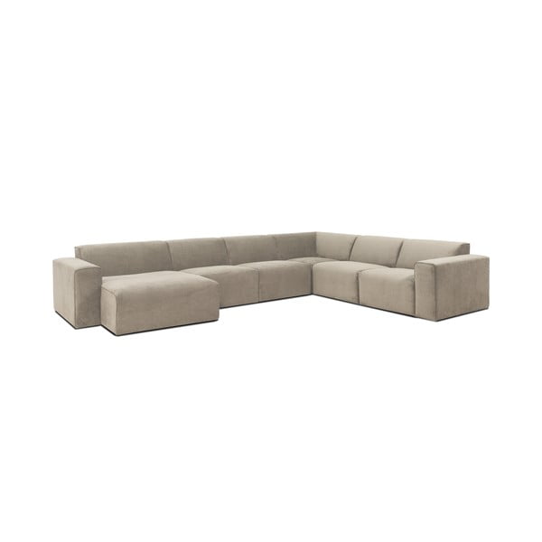 Bež baršunasta modularna sofa u obliku slova U Scandic Sting, lijevi kut-image-2