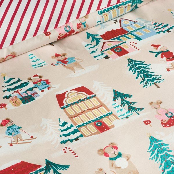 Posteljina za krevet za jednu osobu 135x200 cm Christmas Mouse Town – Catherine Lansfield-image-4