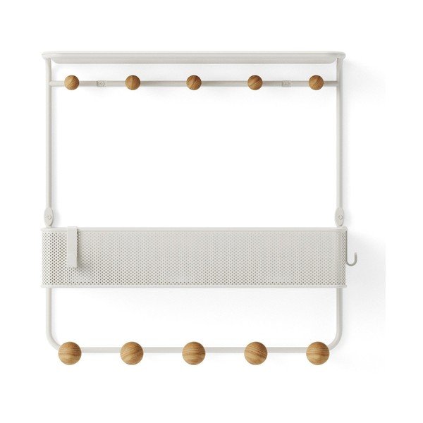 Bijela zidna vješalica od prirodnog metala s policom Estique - Umbra