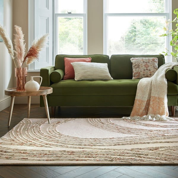 Narančasti/krem vunen tepih 200x290 cm Abstract Swirl – Flair Rugs-image-1