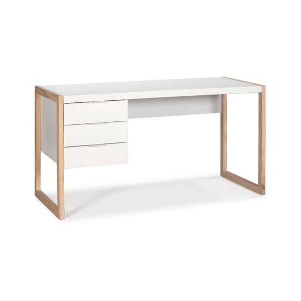 Bijeli radni stol s nogama od borovog drva Marckeric Frank-image-2