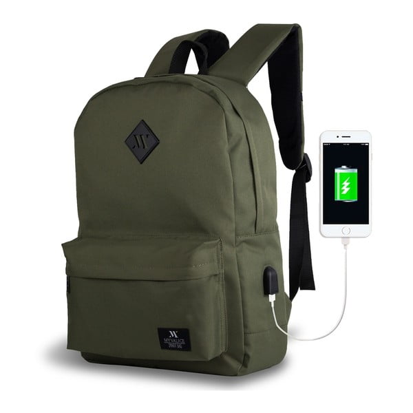Tamnozeleni ruksak s USB priključkom My Valice SPECTA Smart Bag