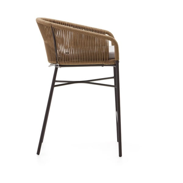 Bež metalna/podstavljena vrtna barska stolica Yanet – Kave Home-image-4