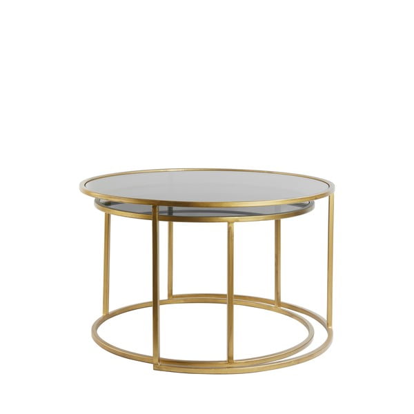 Stakleni okrugli stolići u kompletu od 2 komada zlatne boje ø 75 cm Duarte - Light & Living-image-2