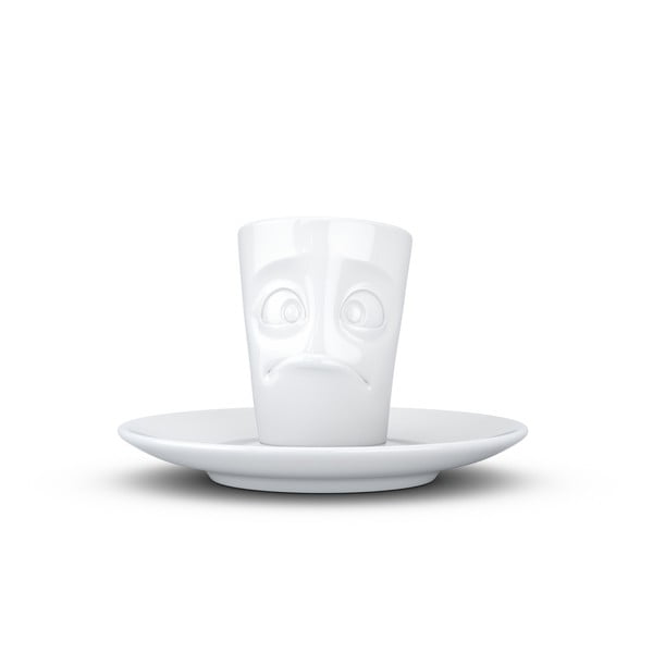 Bijela "razočarana" porculanska šalica za espresso s tanjurićem 58products, 80 ml