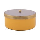 Žuta  dekorativna metalna kutija za pohranu ø 16x6 cm Double Funky – PT LIVING