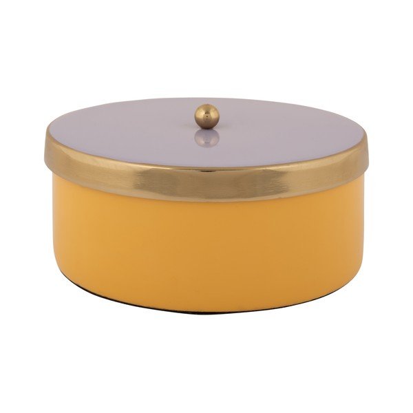 Žuta  dekorativna metalna kutija za pohranu ø 16x6 cm Double Funky – PT LIVING