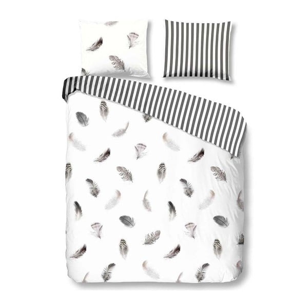 Pamučna posteljina za bračni krevet Good Morning Feathers bijela, 200 x 200 cm