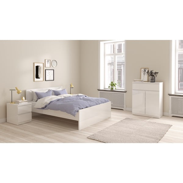 Bijeli bračni krevet od iverice bez podnice 140x200 cm Naia – Tvilum-image-1