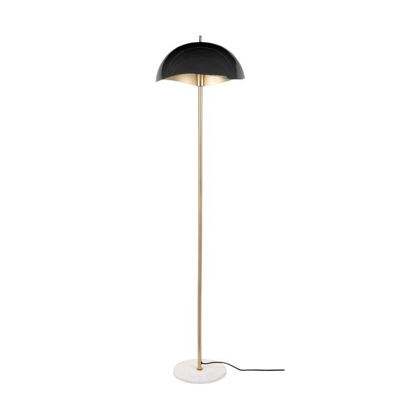 Crna/u zlatnoj boji stojeća svjetiljka s metalnim sjenilom (visina 154 cm) Waved – Leitmotiv