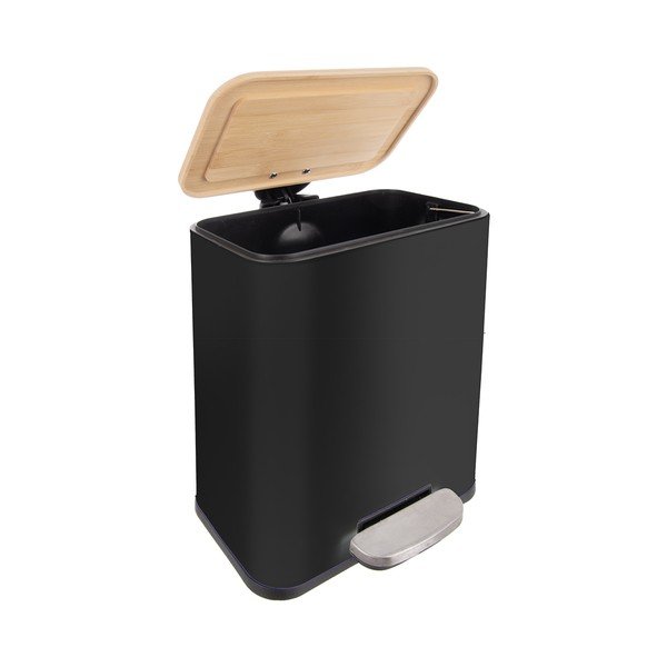 Crna kanta za smeće od nehrđajućeg čelika s pedalom 5 l Black – Orion-image-3